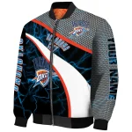 customized oklahoma city thunder electric flash blue bomber jacket best selling