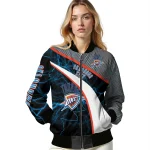 customized oklahoma city thunder electric flash blue bomber jacket best selling