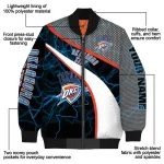 customized oklahoma city thunder electric flash blue bomber jacket best selling