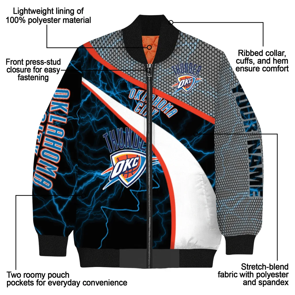 customized oklahoma city thunder electric flash blue bomber jacket new arrival customized oklahoma city thunder electric flash blue bomber jacket new arrival