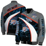 customized oklahoma city thunder electric flash blue varsity jacket best selling
