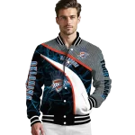 customized oklahoma city thunder electric flash blue varsity jacket best selling