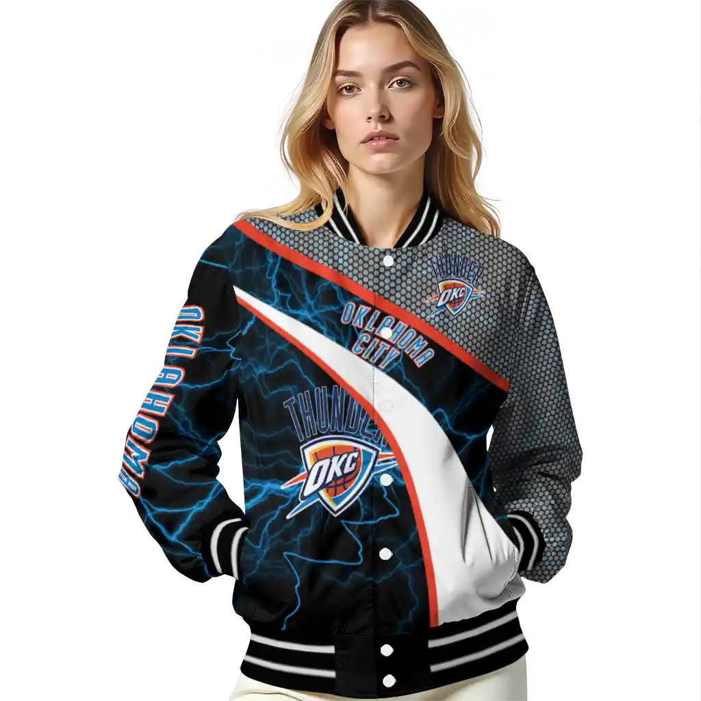 customized oklahoma city thunder electric flash blue varsity jacket latest model customized oklahoma city thunder electric flash blue varsity jacket latest model