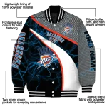 customized oklahoma city thunder electric flash blue varsity jacket best selling