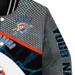 customized oklahoma city thunder electric flash blue varsity jacket best selling