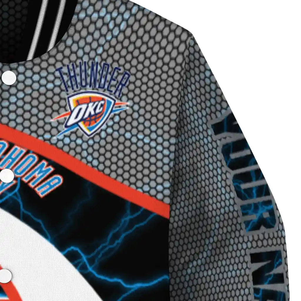 customized oklahoma city thunder electric flash blue varsity jacket premium grade customized oklahoma city thunder electric flash blue varsity jacket premium grade