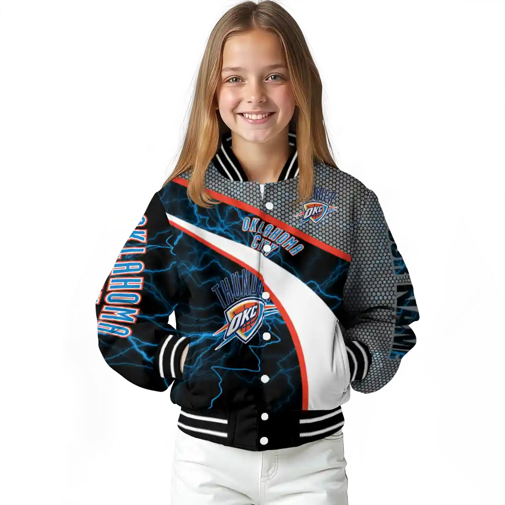 customized oklahoma city thunder electric flash blue varsity jacket top rated customized oklahoma city thunder electric flash blue varsity jacket top rated