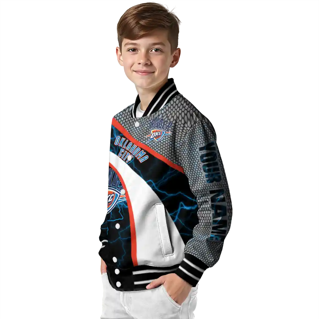 customized oklahoma city thunder electric flash blue varsity jacket trendy customized oklahoma city thunder electric flash blue varsity jacket trendy