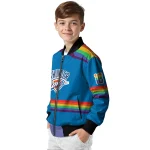 customized oklahoma city thunder rainbow jersey number blue bomber jacket best selling