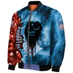 customized oklahoma city thunder skull cluster blue bomber jacket best selling