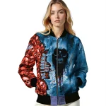 customized oklahoma city thunder skull cluster blue bomber jacket best selling