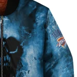 customized oklahoma city thunder skull cluster blue bomber jacket best selling