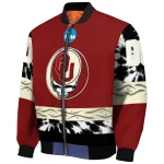 customized oklahoma sooners circle skull crimson black bomber jacket best selling