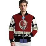 customized oklahoma sooners circle skull crimson black bomber jacket best selling