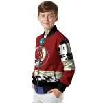 customized oklahoma sooners circle skull crimson black bomber jacket best selling