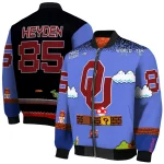 customized oklahoma sooners mario blocks blue black bomber jacket best selling