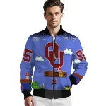customized oklahoma sooners mario blocks blue black bomber jacket best selling