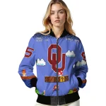 customized oklahoma sooners mario blocks blue black bomber jacket best selling