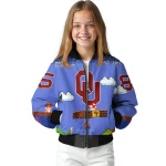 customized oklahoma sooners mario blocks blue black bomber jacket best selling