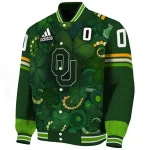 customized oklahoma sooners shamrock vortex green varsity jacket best selling