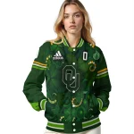 customized oklahoma sooners shamrock vortex green varsity jacket best selling
