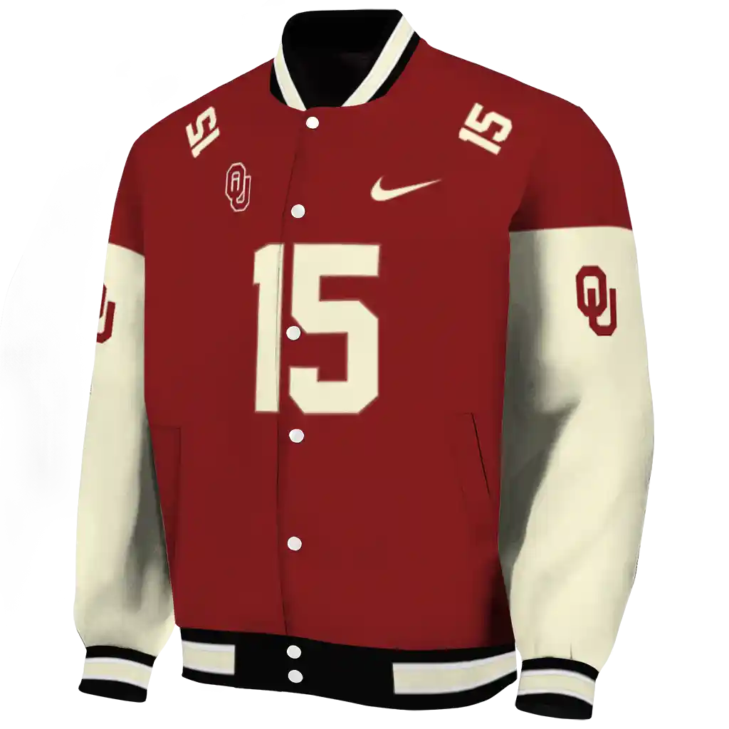 customized oklahoma sooners team patch crimson varsity jacket best selling customized oklahoma sooners team patch crimson varsity jacket best selling