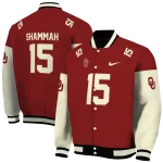 customized oklahoma sooners team patch crimson varsity jacket best selling