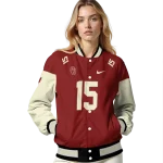 customized oklahoma sooners team patch crimson varsity jacket best selling