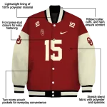 customized oklahoma sooners team patch crimson varsity jacket best selling