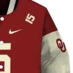 customized oklahoma sooners team patch crimson varsity jacket best selling