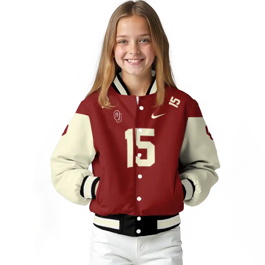 customized oklahoma sooners team patch crimson varsity jacket top rated customized oklahoma sooners team patch crimson varsity jacket top rated