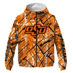 customized oklahoma state cowboys brushstroke pattern orange windbreaker jacket best selling