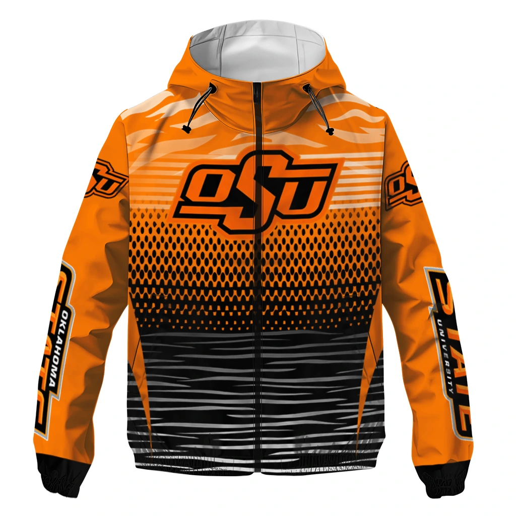 customized oklahoma state cowboys pattern layers orange windbreaker jacket best selling customized oklahoma state cowboys pattern layers orange windbreaker jacket best selling