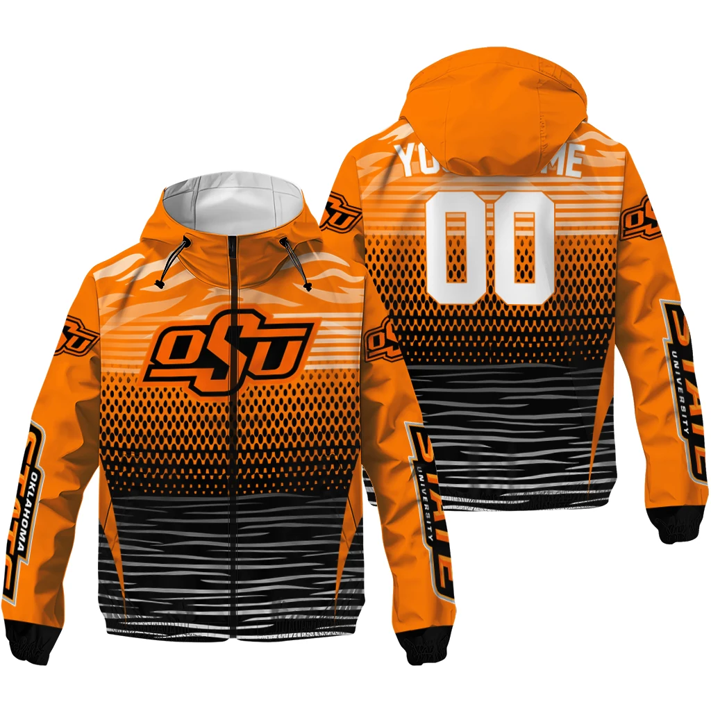 customized oklahoma state cowboys pattern layers orange windbreaker jacket high quality customized oklahoma state cowboys pattern layers orange windbreaker jacket high quality