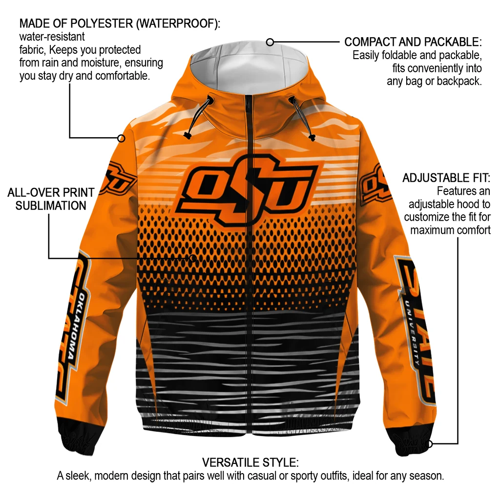 customized oklahoma state cowboys pattern layers orange windbreaker jacket new arrival customized oklahoma state cowboys pattern layers orange windbreaker jacket new arrival