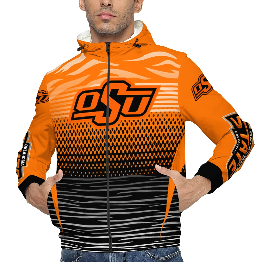 customized oklahoma state cowboys pattern layers orange windbreaker jacket top rated customized oklahoma state cowboys pattern layers orange windbreaker jacket top rated
