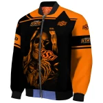 customized oklahoma state cowboys reaper hands orange black bomber jacket best selling