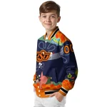 customized oklahoma state cowboys spongebob playtime orange blue varsity jacket best selling