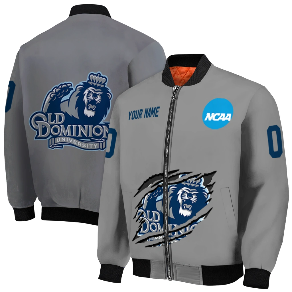 customized old dominion monarchs feral slash grey bomber jacket best selling customized old dominion monarchs feral slash grey bomber jacket best selling