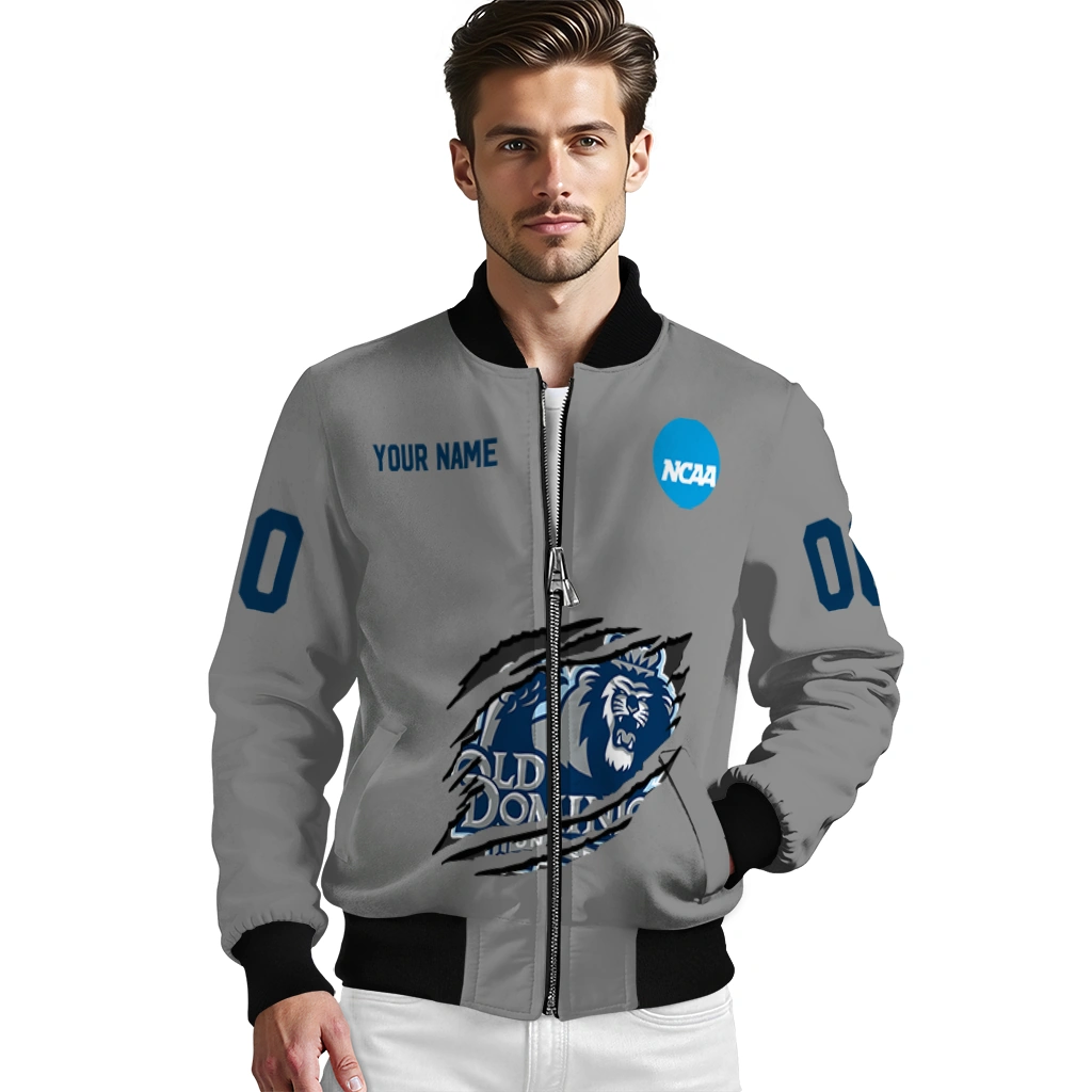 customized old dominion monarchs feral slash grey bomber jacket high quality customized old dominion monarchs feral slash grey bomber jacket high quality