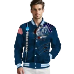 customized old dominion monarchs usa flag claws blue varsity jacket best selling