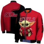 customized ole miss rebels adorable yoda red black bomber jacket best selling