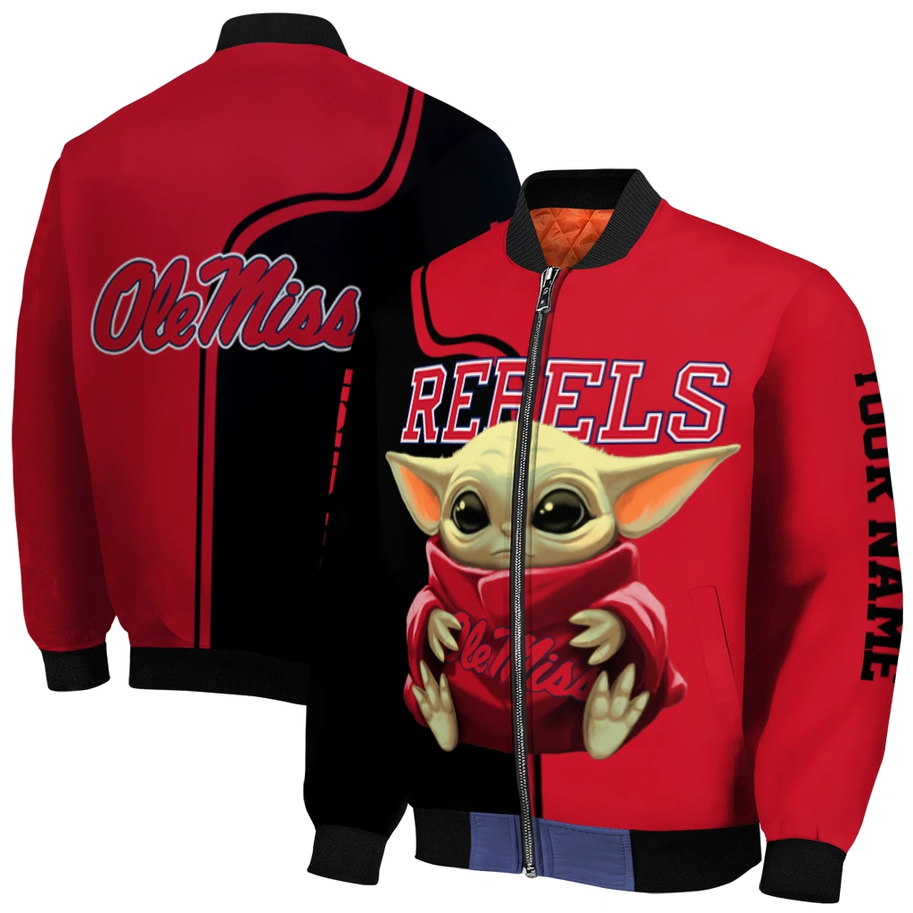 customized ole miss rebels adorable yoda red black bomber jacket best selling customized ole miss rebels adorable yoda red black bomber jacket best selling