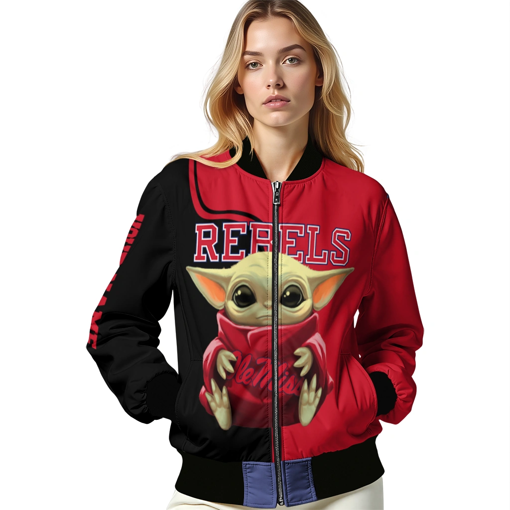 customized ole miss rebels adorable yoda red black bomber jacket latest model customized ole miss rebels adorable yoda red black bomber jacket latest model