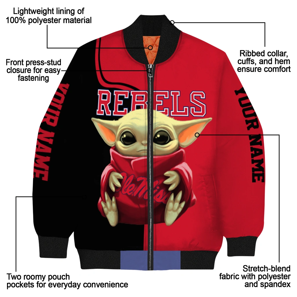 customized ole miss rebels adorable yoda red black bomber jacket new arrival customized ole miss rebels adorable yoda red black bomber jacket new arrival