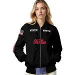 customized ole miss rebels american flag skull black bomber jacket best selling