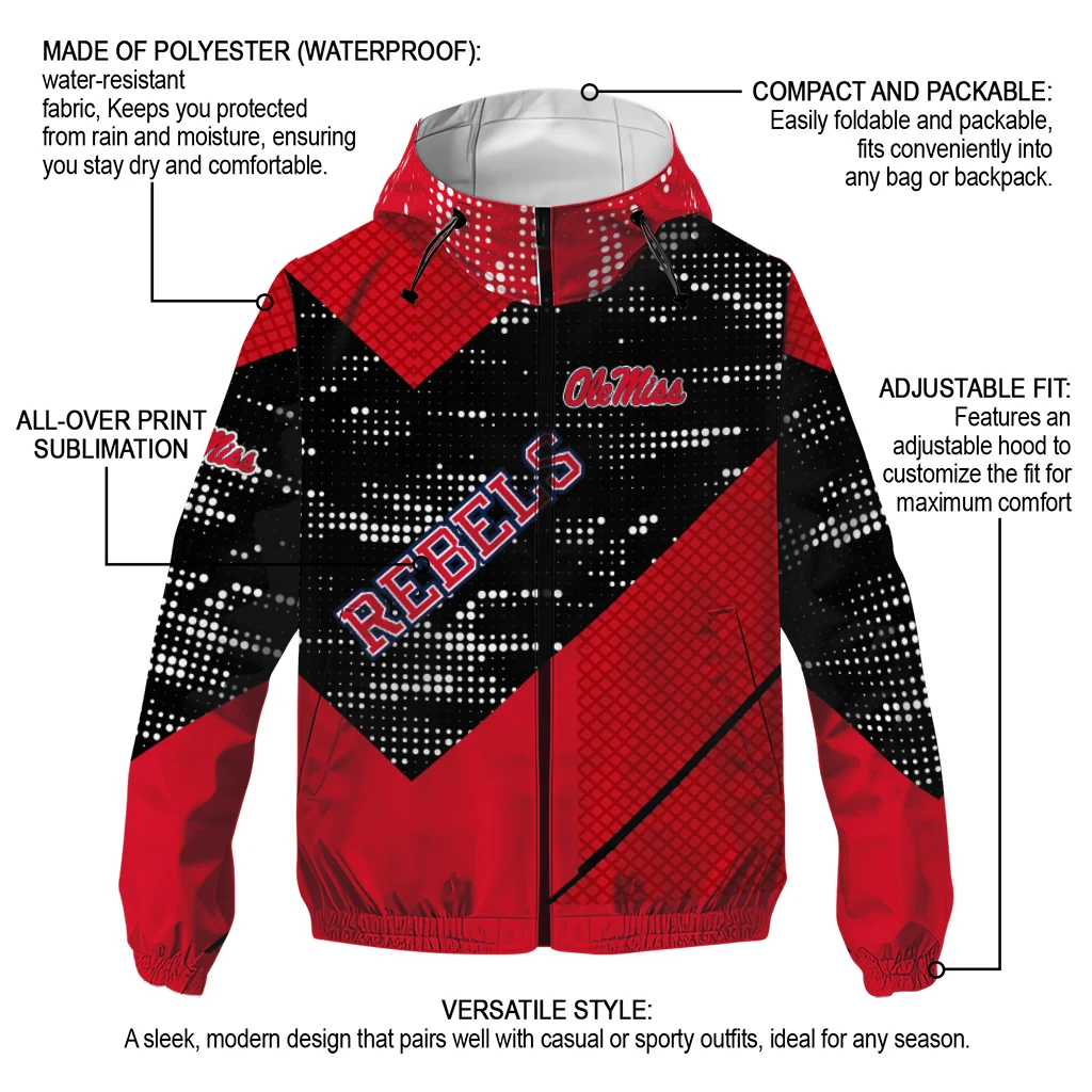 customized ole miss rebels arrow matrix red black windbreaker jacket new arrival customized ole miss rebels arrow matrix red black windbreaker jacket new arrival