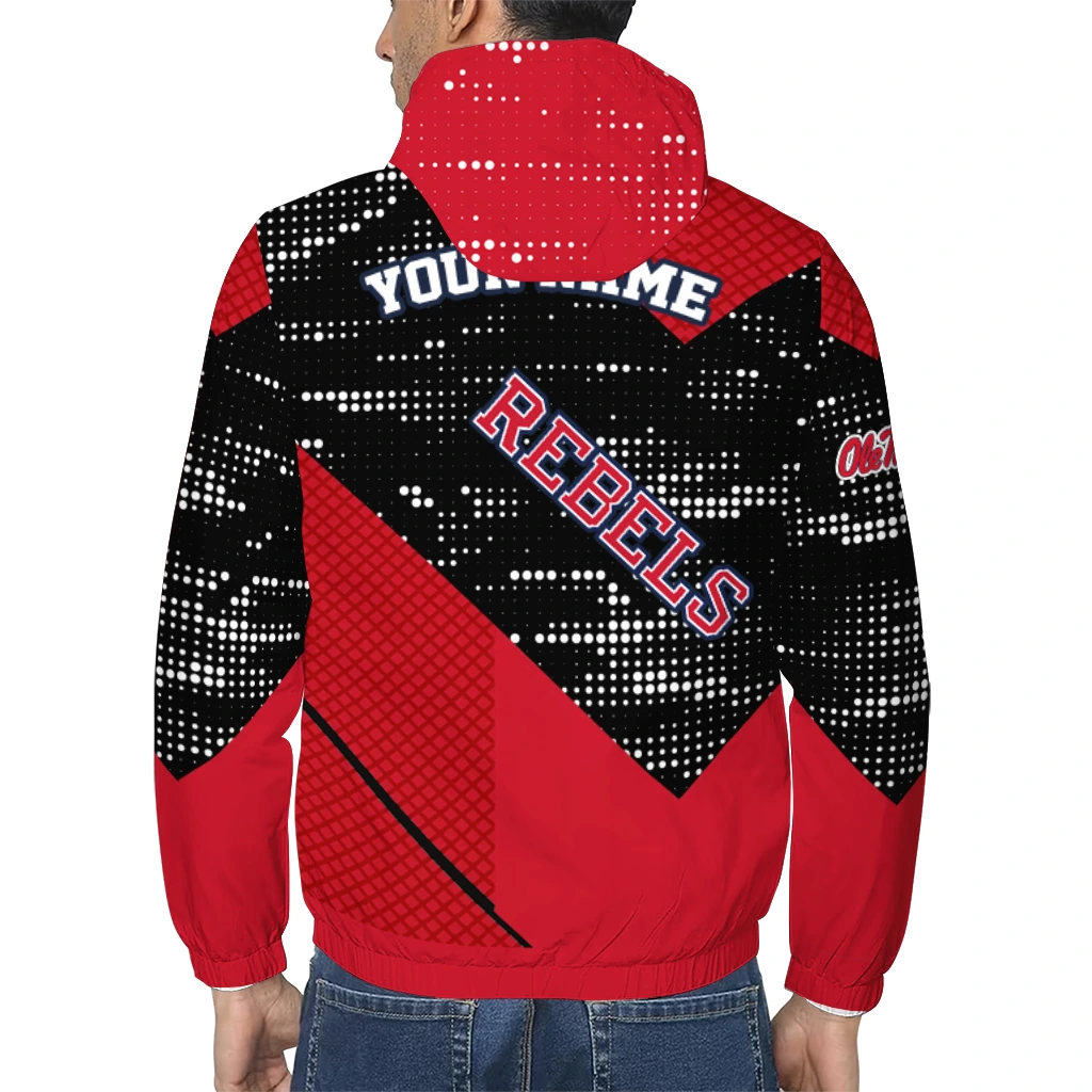 customized ole miss rebels arrow matrix red black windbreaker jacket trendy customized ole miss rebels arrow matrix red black windbreaker jacket trendy
