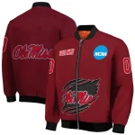customized ole miss rebels claw mark red bomber jacket best selling