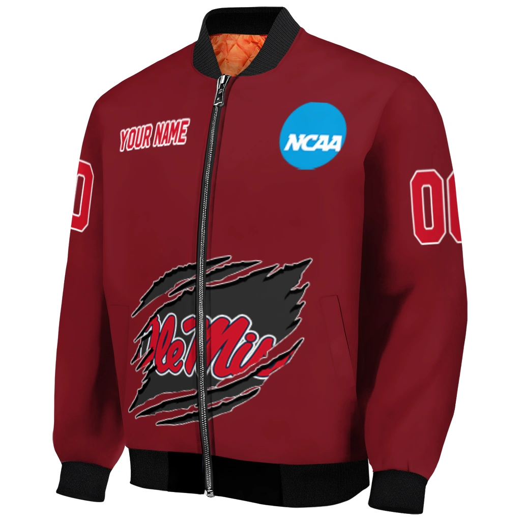 customized ole miss rebels claw mark red bomber jacket fashion forward customized ole miss rebels claw mark red bomber jacket fashion forward